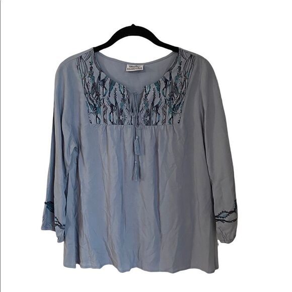 DISNEY Pandora Avatar Blue Peasant Top - Picture 1 of 4